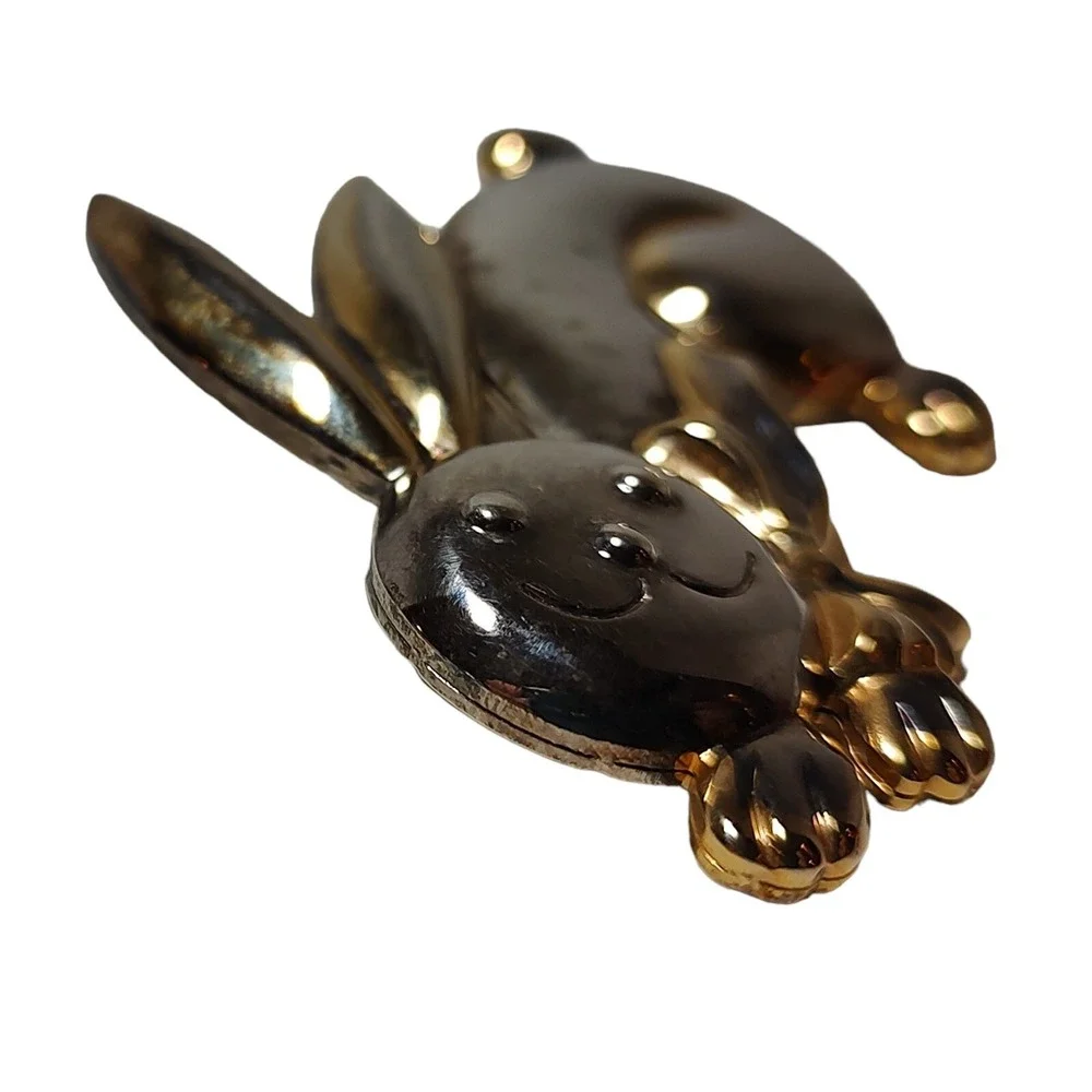 Vintage Bunny Rabbit Brooch Pin Pendant‎ Large Animal Jewelry Silver Plated 3 in